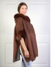 Plush Wool Feeling Hooded Cape W/ Button